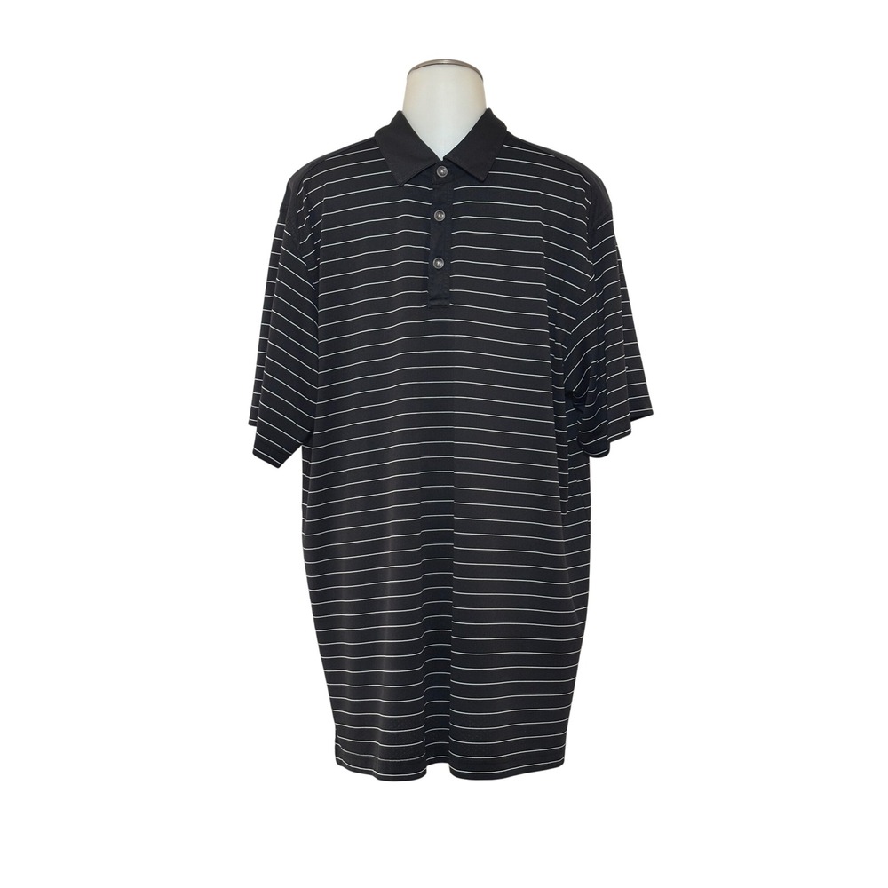 Callaway Polo Shirt Men XL Black Pinstripe Opti-Dri Short Sleeve Excellent